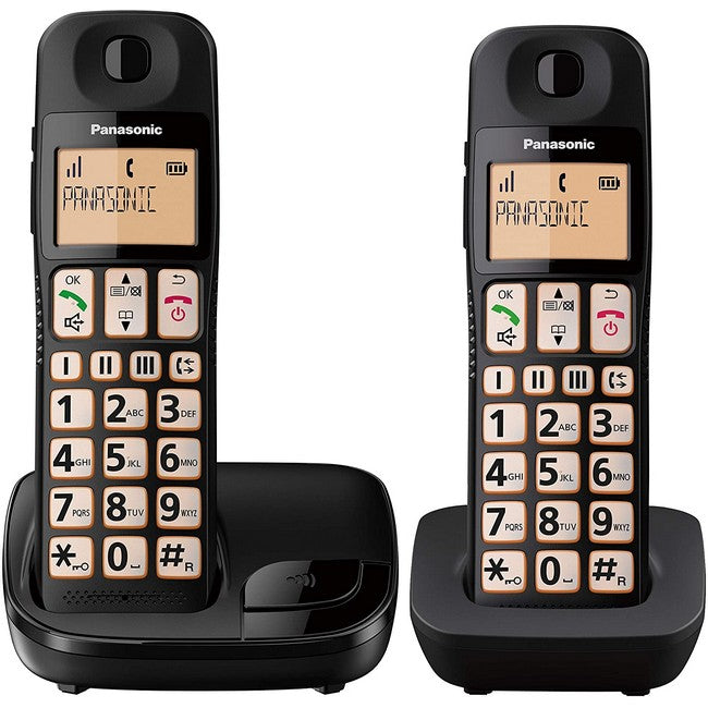 Panasonic KXTG112 Big Button Twin Cordless Phone with large keys, backlit display, hearing aid compatible – Keans Claremorris