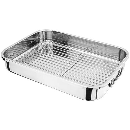 Judge 42x30x6.5cm stainless steel roasting pan with removable rack, oven and dishwasher safe – Keans Claremorris.