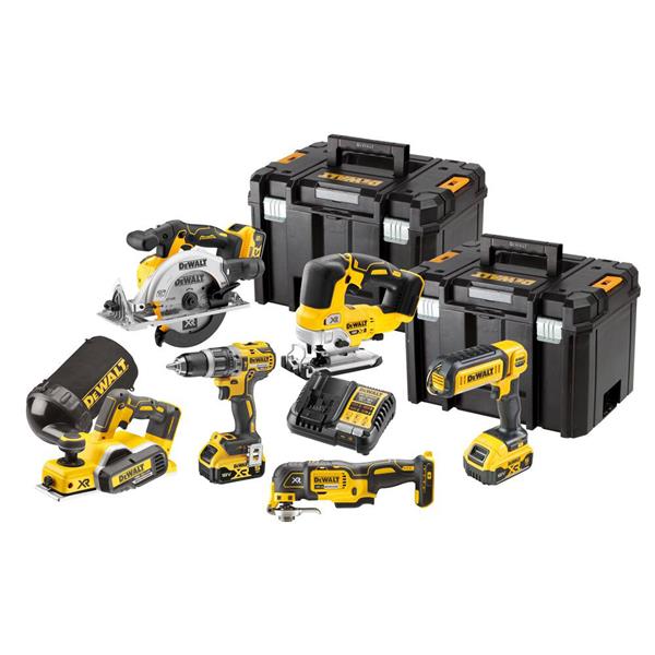 DEWALT 18V XR 6 Piece Powertool Kit with 3x 5.0Ah Batteries, Circular Saw, Drill, Jigsaw & Charger - Keans Claremorris