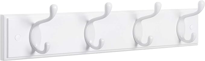 Profile 4 Hd Hookboard with 4 satin nickel hooks, wooden base, holds 15.9kg, easy install, Keans Claremorris.