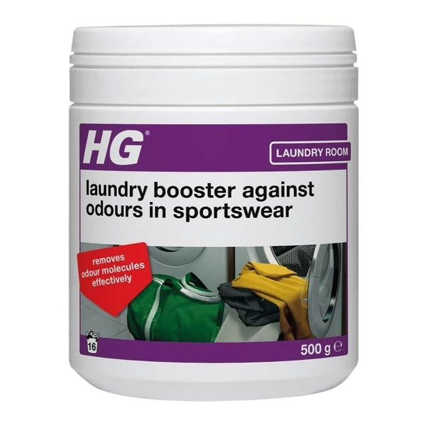 HG Detergent Additive 500g removes deep sportswear odors, ideal for towels, lasts 16 washes – Keans Claremorris.