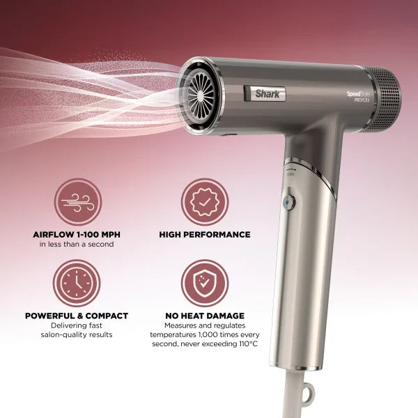 Shark Speed Style Flex Hairdryer with flexible design for fast drying - available at Keans Claremorris