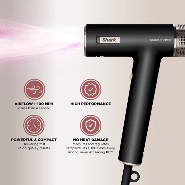 Shark Speed Style Pro 5-in-1 Hairdryer with multiple attachments for versatile styling - available at Keans Claremorris.