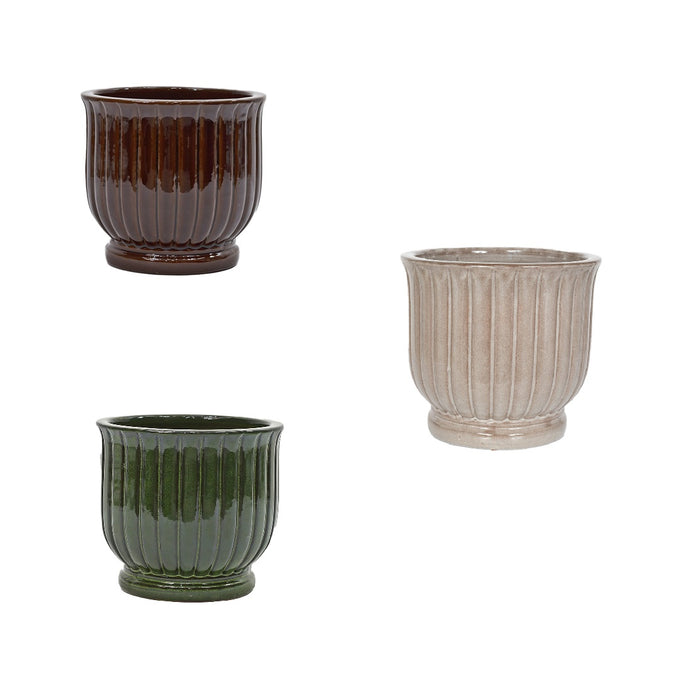Heligan Vase (Taupe/Maroon/Green) - Image 1