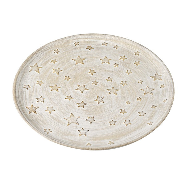 Cream Wooden Star Plate 39.5cm