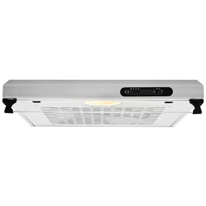 Beko 60cm stainless steel visor cooker hood HNS61110X with 3-speed slider, LED light, and quiet ventilation - Keans
