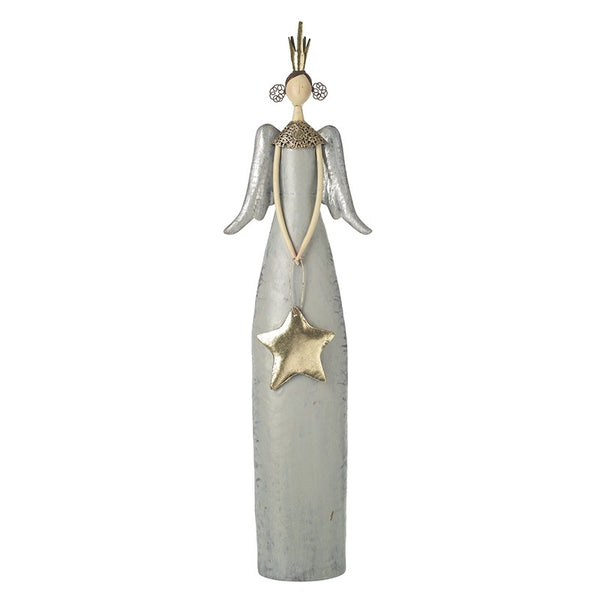 Tall Standing Angel Holding Star – Grey (80cm)