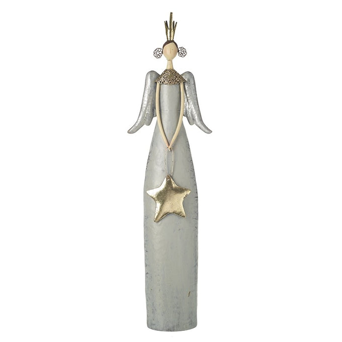 Tall Standing Angel Holding Star – Grey (80cm) - Image 1