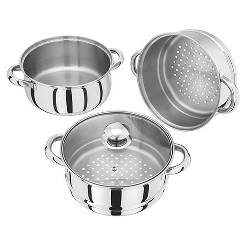 Judge Essentials 20cm 3 Tier Glass Lid Steamer Set for healthy cooking – available at Keans Claremorris.
