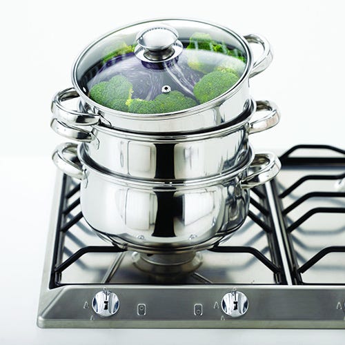 Judge Essentials 18cm 3 Tier Glass Lid Steamer Set for healthy cooking - available at Keans Claremorris
