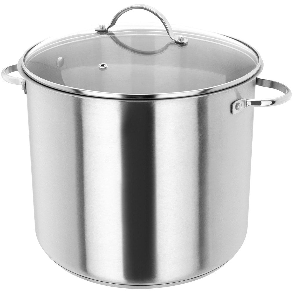 Judge 20cm stockpot with vented glass lid, 5L capacity, induction compatible, stainless steel, oven & dishwasher safe –