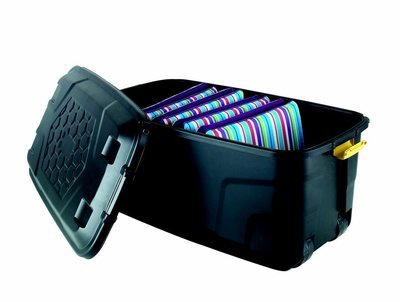 Heavy Duty Trunk on Wheels 145L, 94x52x45cm, clip close lid, durable storage box - Keans Claremorris