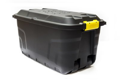 Heavy Duty 75L storage trunk with wheels, durable plastic, lightweight 3.4kg, ideal for tools and camping gear – Keans