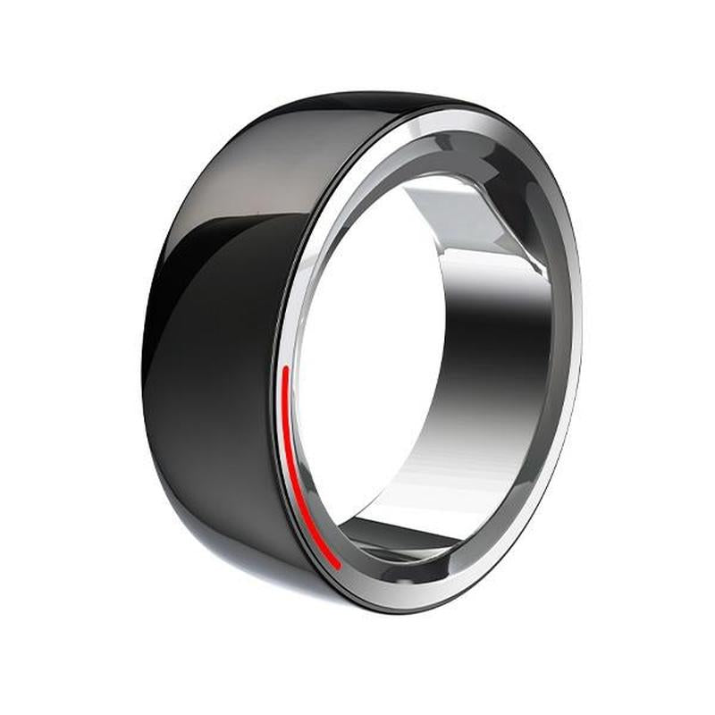 Hi Future Smart Nano Ceramic Ring 60mm in black with a smooth, glossy finish and a subtle red accent line.