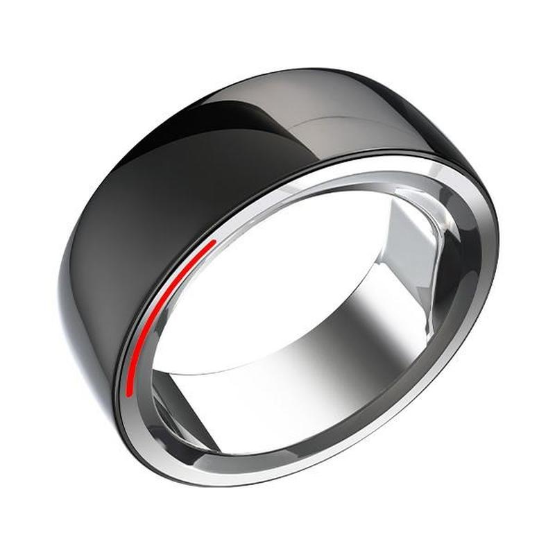 Hi Future Smart Nano Ceramic Ring 60mm in black with a smooth, glossy finish and silver inner band.