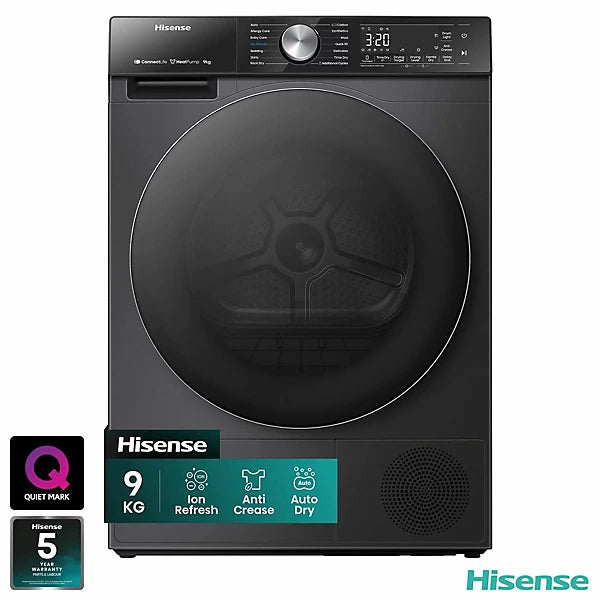 Hisense 9Kg Freestanding Heat Pump Tumble Dryer – Black| DH5S902BB Keans Claremorris