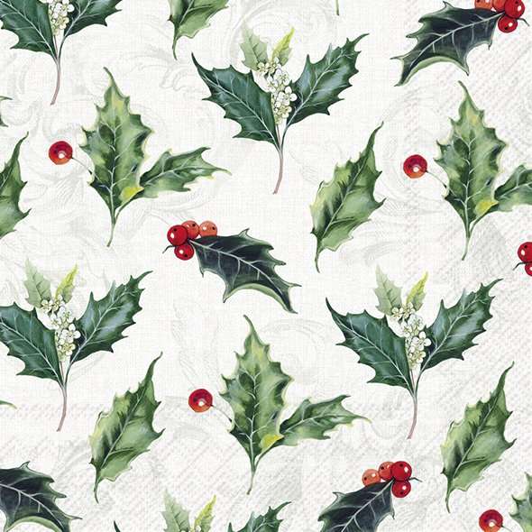 Holly Cream Lunch Napkins Keans Claremorris
