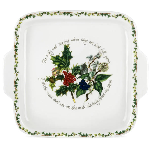Holly & Ivy Square Handled Cake Plate 32x28cm Keans Claremorris