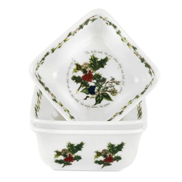 Holly & Ivy Square Mini Dishes S/3 Keans Claremorris