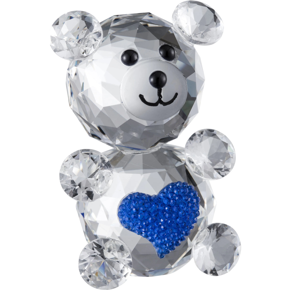 Galway Crystal Love Bear Blue figurine with blue gem heart, 6.5cm tall, elegant gift from Keans Claremorris.