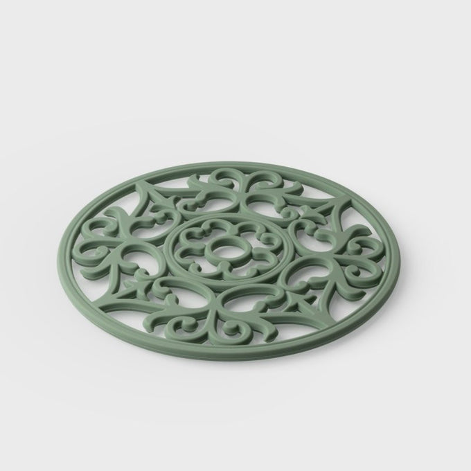 Vintage Round Silicone Trivet 19.5cm Sage - Image 2