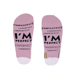 I'm Perfect women's socks 8-12, self-love affirmation design, celebrates unique beauty – Keans Claremorris.