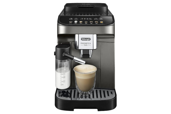 DeLonghi Magnifica Evo Automatic Bean to Cup Coffee Machine, 7 one-touch recipes, LatteCrema system, titanium black – Keans