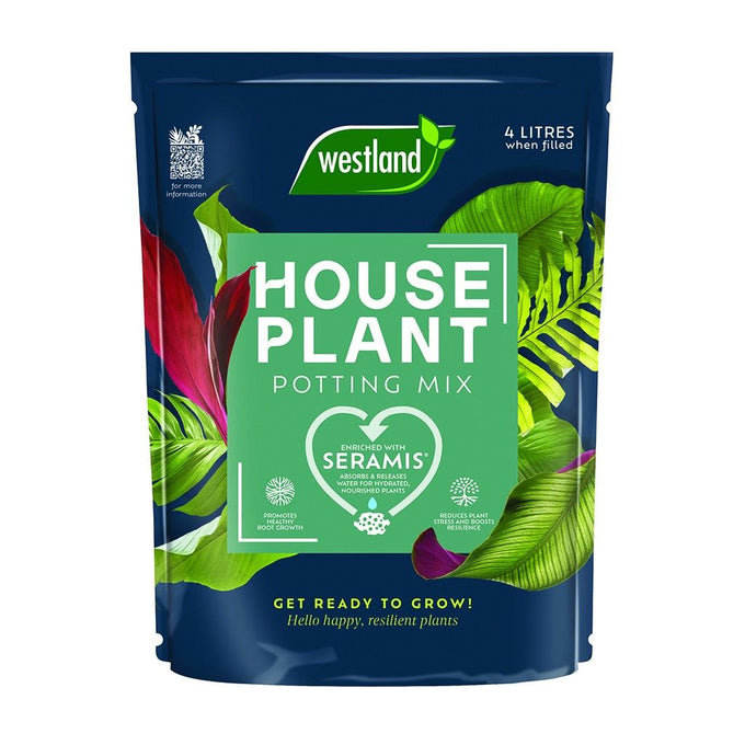 Westland Houseplant Potting Mix 4L with water-retentive Seramis granules, nutrients, peat-free, for healthy indoor plants –