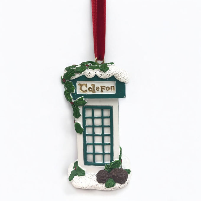 Irish Christmas Phone Box Tree Trim – 4.5x4.5x8cm Keans Claremorris