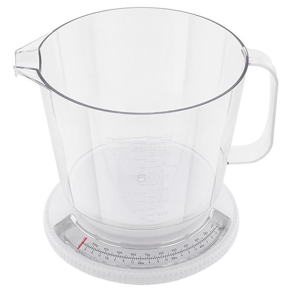 Judge Kitchen 2.2kg transparent jug scale with analogue dial, add-weight feature, battery-free, dishwasher safe – Keans