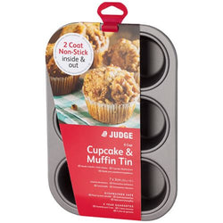 Judge Bakeware 6 Cup Non-Stick Cupcake Muffin Tin for easy baking - available at Keans Claremorris