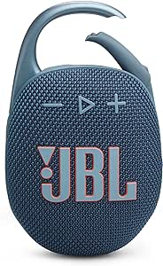 JBL Clip 5 Blue portable Bluetooth speaker with carabiner, waterproof, 12-hour playtime – available at Keans Claremorris.