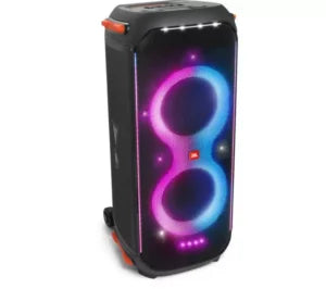 JBL Mega 800W Party Speaker on wheels for powerful sound and easy mobility – available at Keans Claremorris.