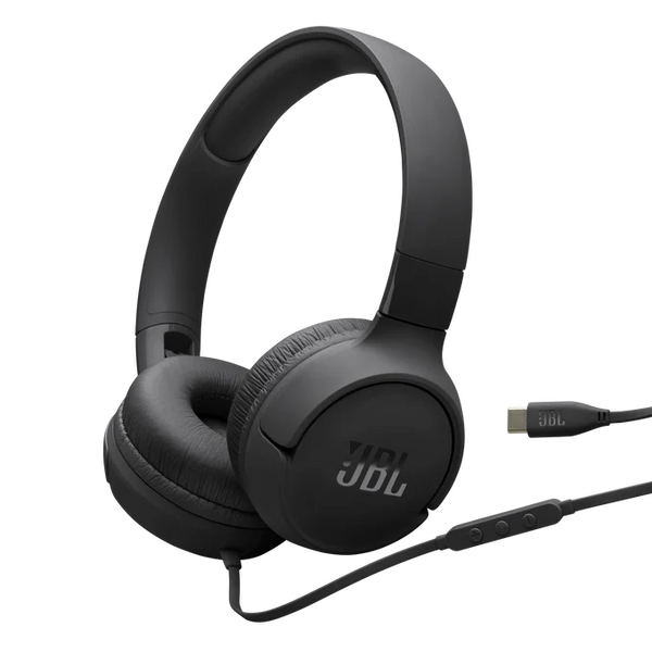 JBL Tune 520C USB-C On-Ear Wired Headphones Mic Black| JBLT530CBLK Keans Claremorris