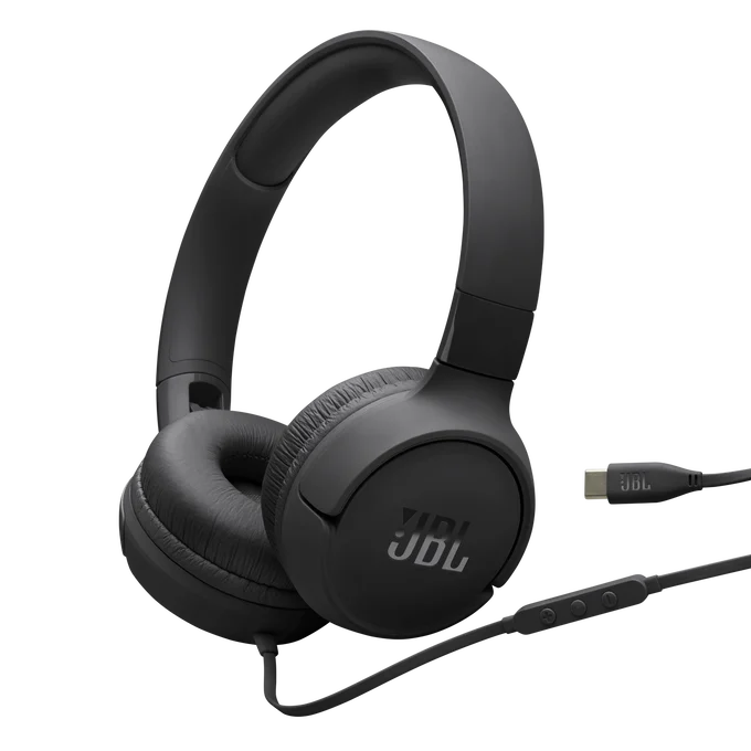 JBL Tune 520C USB-C On-Ear Wired Headphones Mic Black| JBLT530CBLK Keans Claremorris