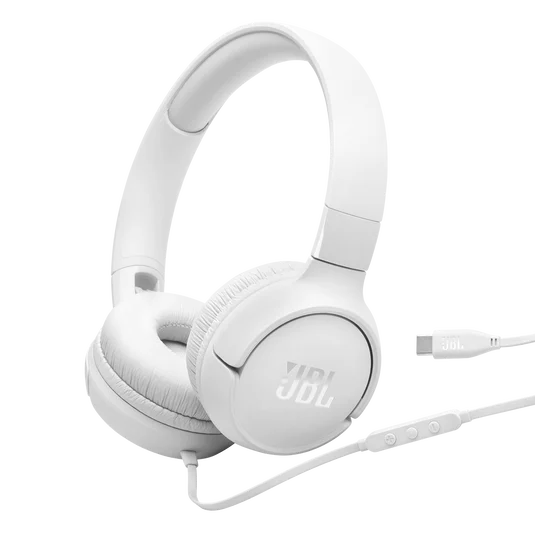 JBL Tune 520C USB-C On-Ear Wired Headphones Mic White| JBLT530CWHT Keans Claremorris