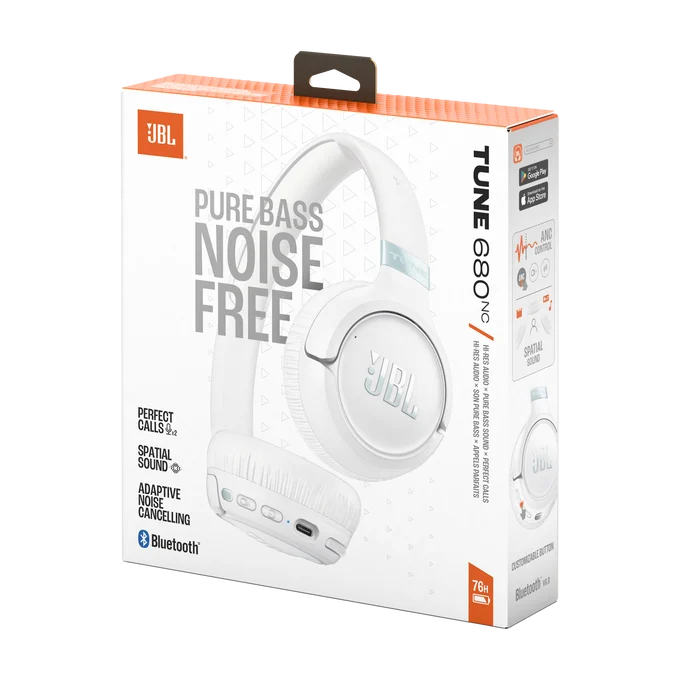 JBL Tune 680NC Wireless On-Ear Noise Cancelling Headphones White| JBLT680NCWHT - Image 7