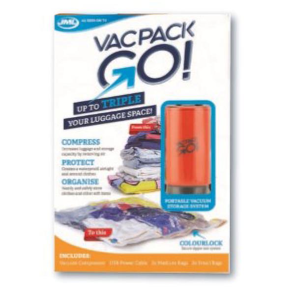 JML Vac Pack Go vacuum pack bags with mini pump, triple storage space, orange, USB-powered – Keans Claremorris store.