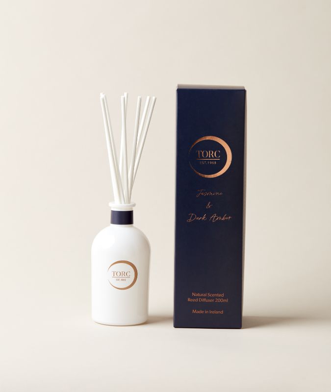 TORC Jasmine & Dark Amber Diffuser with amber, jasmine, floral notes in glass container, cruelty-free, vegan – Keans