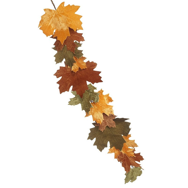 Velvet Mixed Leaves Autumn Garland 150cm