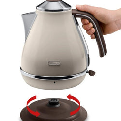 Delonghi KBOV3001.BG Cream Icona Vintage Kettle with retro design, 1.7L capacity – available at Keans Claremorris