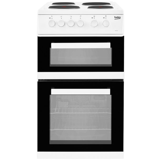 BEKO 50cm Solid Top Cooker Fan Oven White KD533AW - Image 1