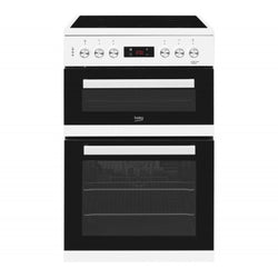 Beko 60cm White Freestanding Double Oven Electric Cooker KDC653W – available at Keans Claremorris