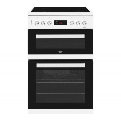 Beko 60cm White Freestanding Double Oven Electric Cooker KDC653W – available at Keans Claremorris
