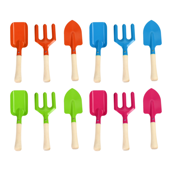 Children's garden tools set of 3 with FSC wood handles, colorful, kid-friendly design – Keans Claremorris.