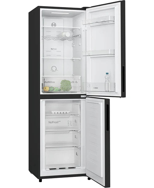 Bosch Series 2 Freestanding Fridge Freezer 183cm Black, energy-efficient, sleek design | Keans Claremorris