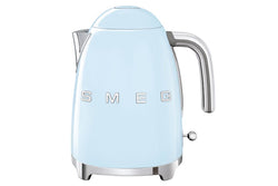 Smeg 1.7L 50’s Style Kettle in Pastel Blue, fast boil, enamel finish, 360° swivel base – available at Kean’s Claremorris. –