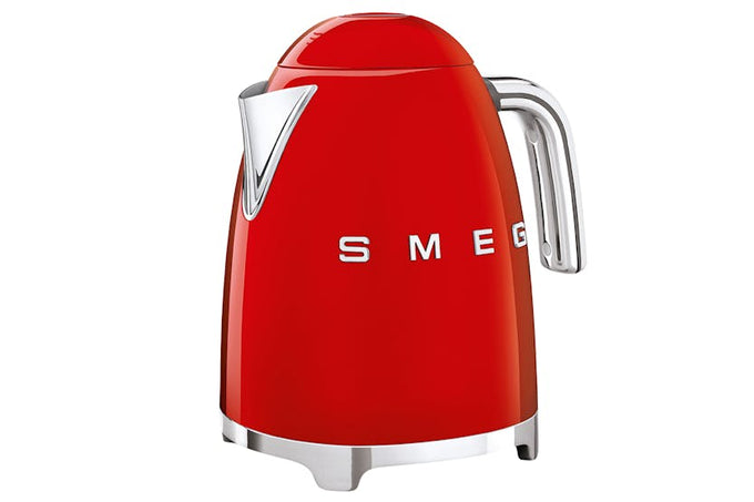 Smeg 1.7L 50's Style Red Kettle KLF03RDUK, retro design, stainless steel, available at Keans Claremorris