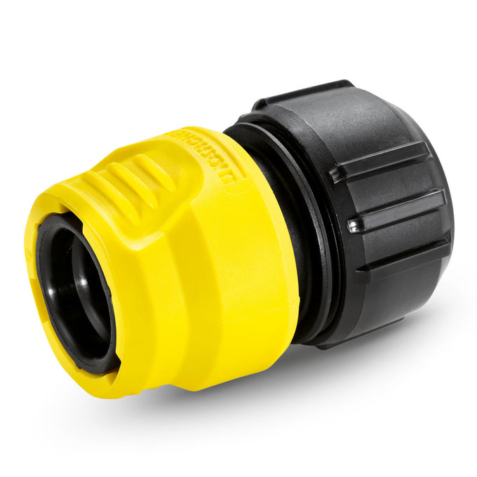 Kärcher Universal Hose Connector with Aqua Stop, splash-free, fits 1/2"-3/4" hoses, ergonomic grip, available at Kean’s
