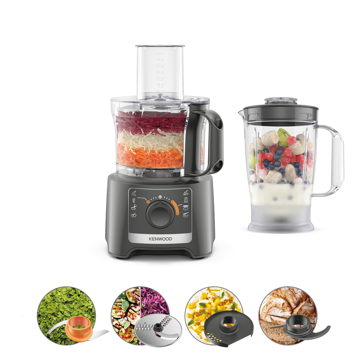 Kenwood MultiPro Compact FDP31.170GY Food Processor & Blender – Slate Grey - Image 1